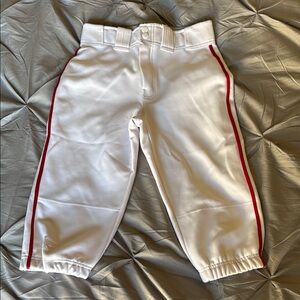 Youth White Baseball Pants with Red Stripe